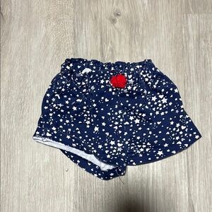 Blue Star Print Shorts with Red Accent